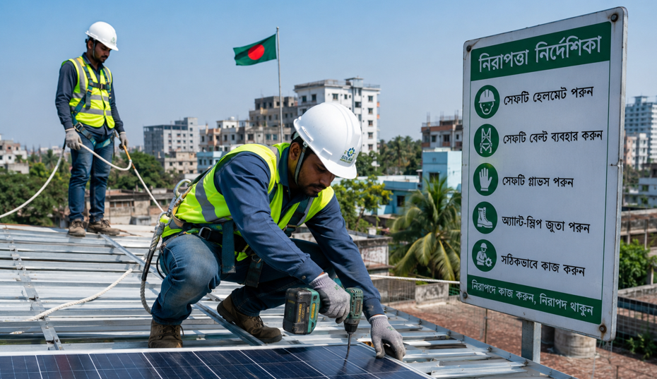 solar set up on the roof